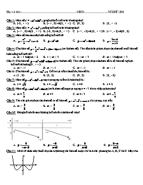 Đề thi thử THPT Quốc gia môn Toán - Mã đề 204 (Có đáp án)